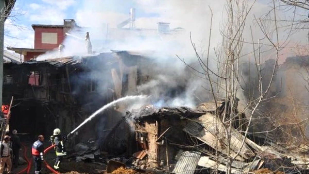 Erzurum\'da Yangın Faciası: 3 Ev ve 4 Ahır Kullanılamaz Hale Geldi