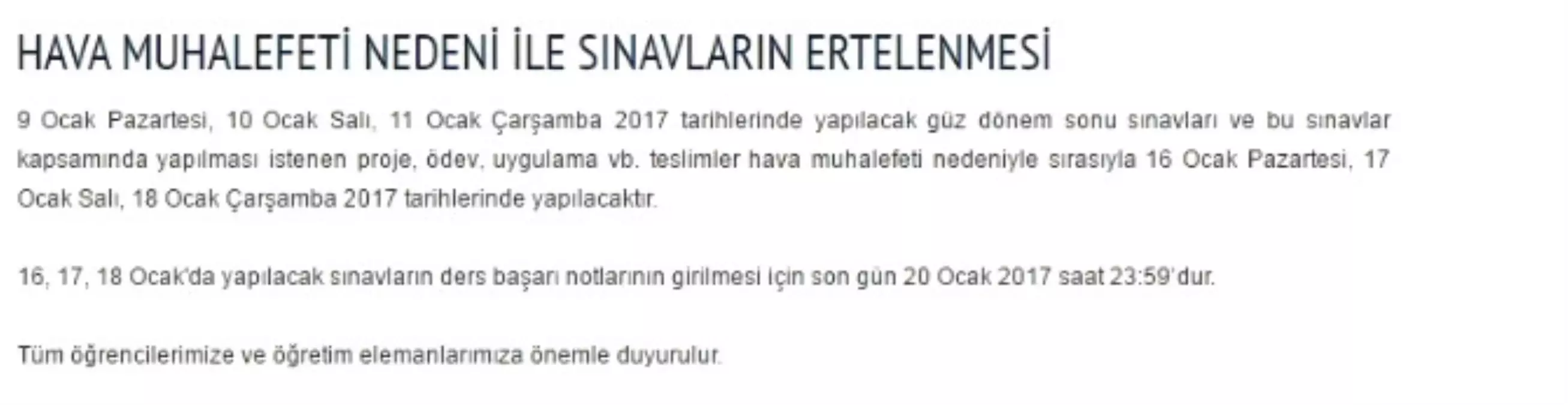 İşte Kar Sebebiyle Sınavları Ertelenen Üniversiteler