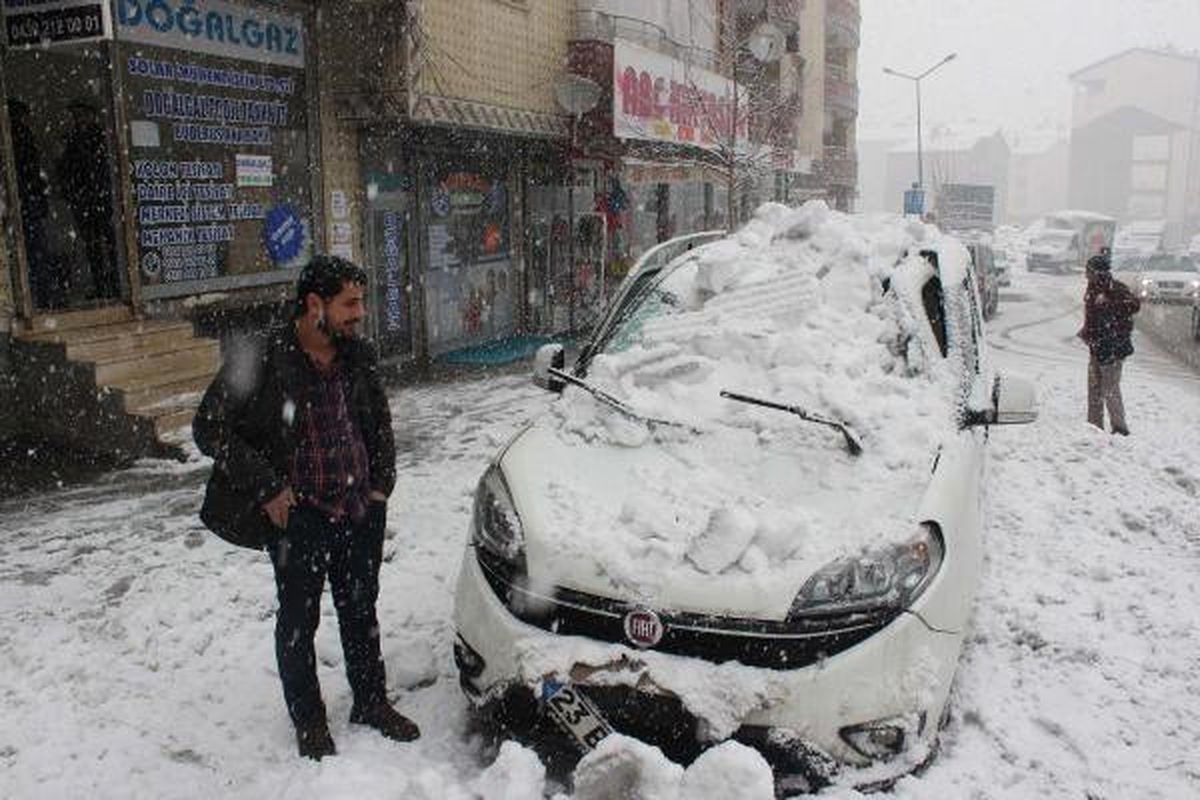 Kar Kütlesi Hafif Ticari Aracın Üzerine Düştü