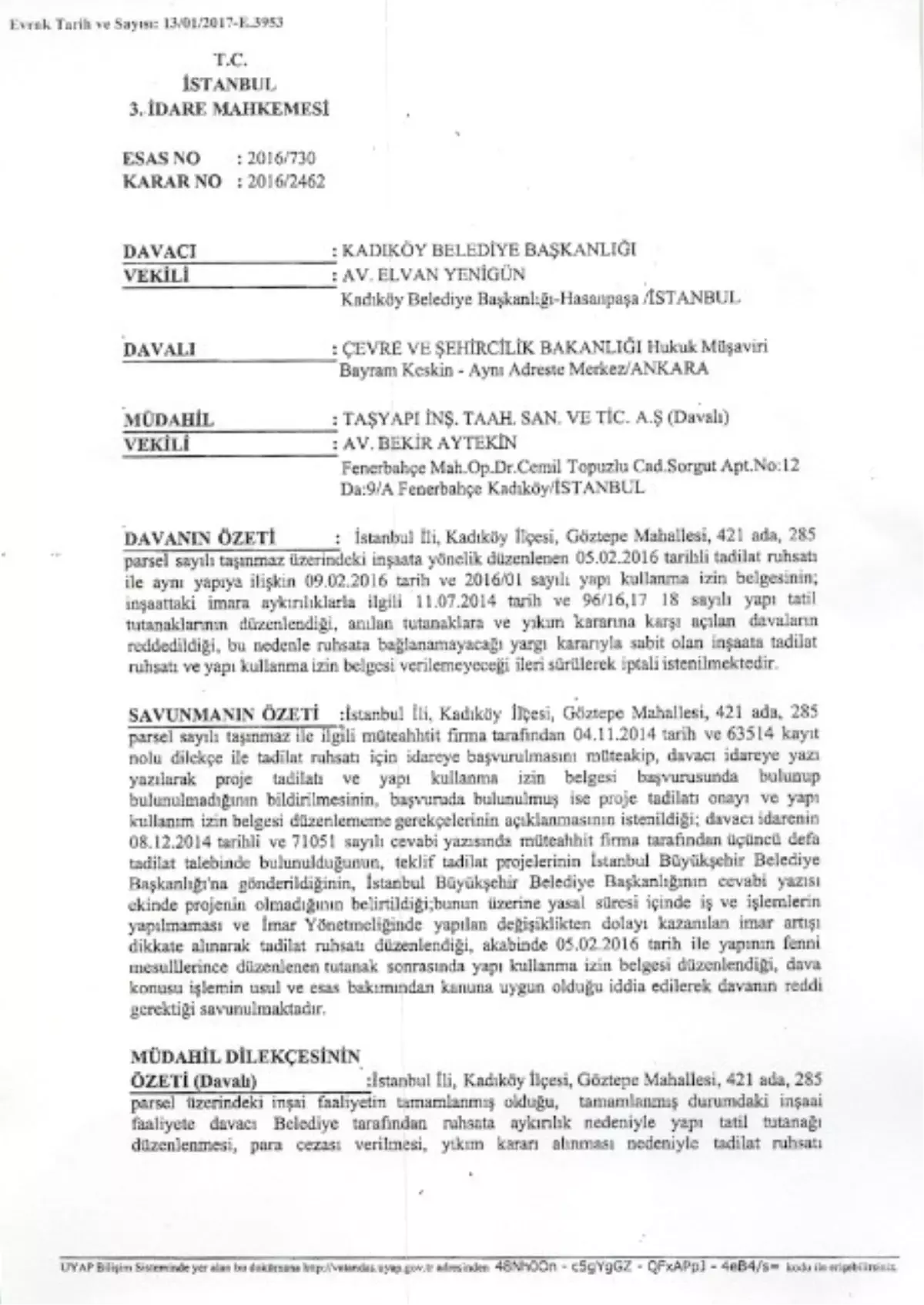 Kadıköy Belediyesi: "Taşyapı\'nın Kaçak İnşaat İskanı İptal Edildi"