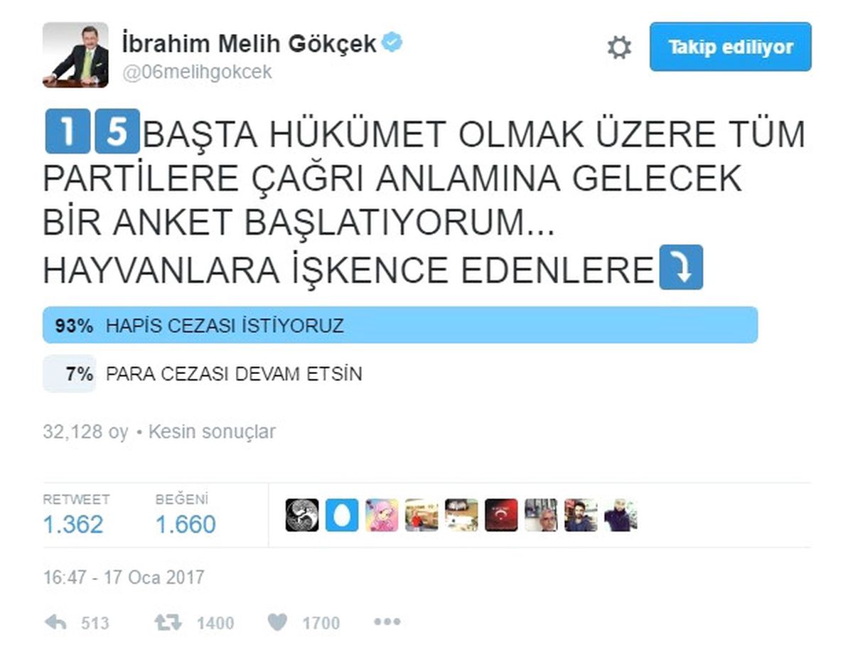 Başkan Gökçek\'in Anketinden "Hapis Cezası" Çıktı