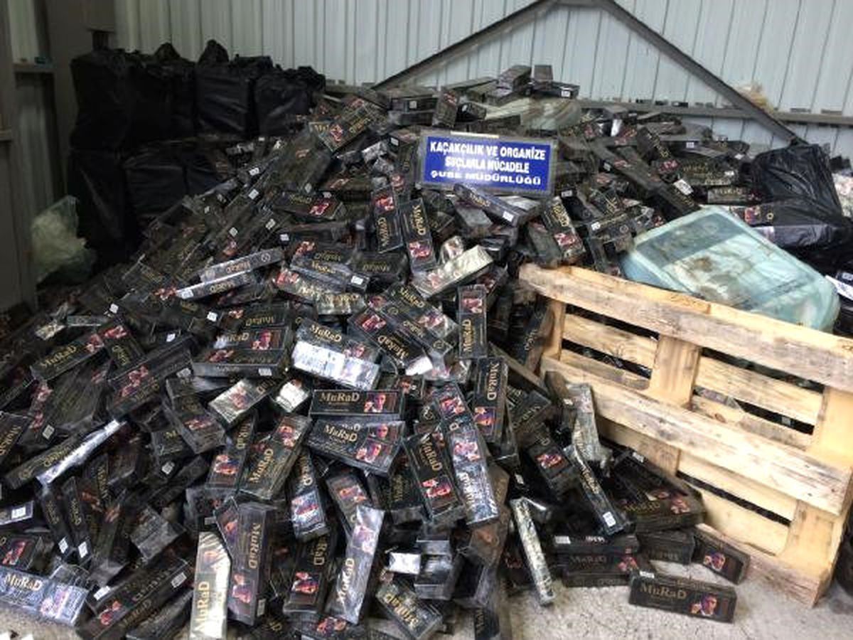 Tır\'daki Derilerin Altında 60 Bin Paket Kaçak Sigara Ele Geçti