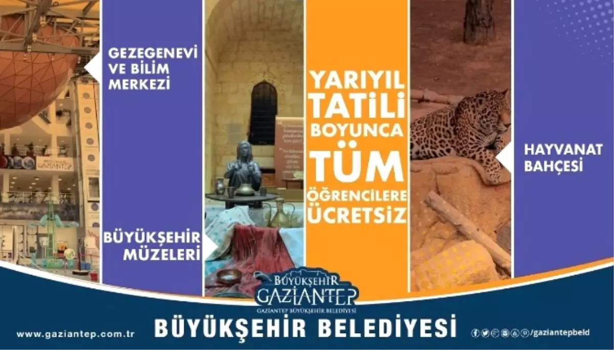 Gaziantep Belediye Müzeleri ve Hayvanat Bahçesi Yarıyıl Tatilinde Tüm Öğrencilere Ücretsiz