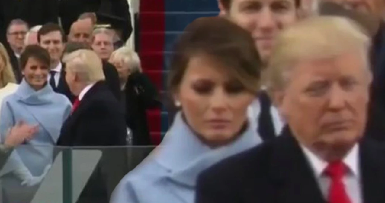 Trump\'ın Yemin Törenine Damga Vuran Görüntüler! Eşinin Yüzü Birden Düştü