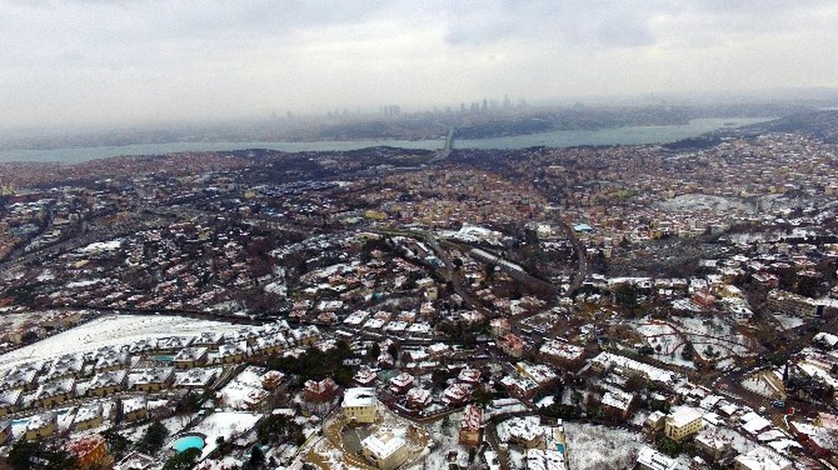 İstanbul\'da Doyumsuz Kar Manzarası Havadan Görüntülendi