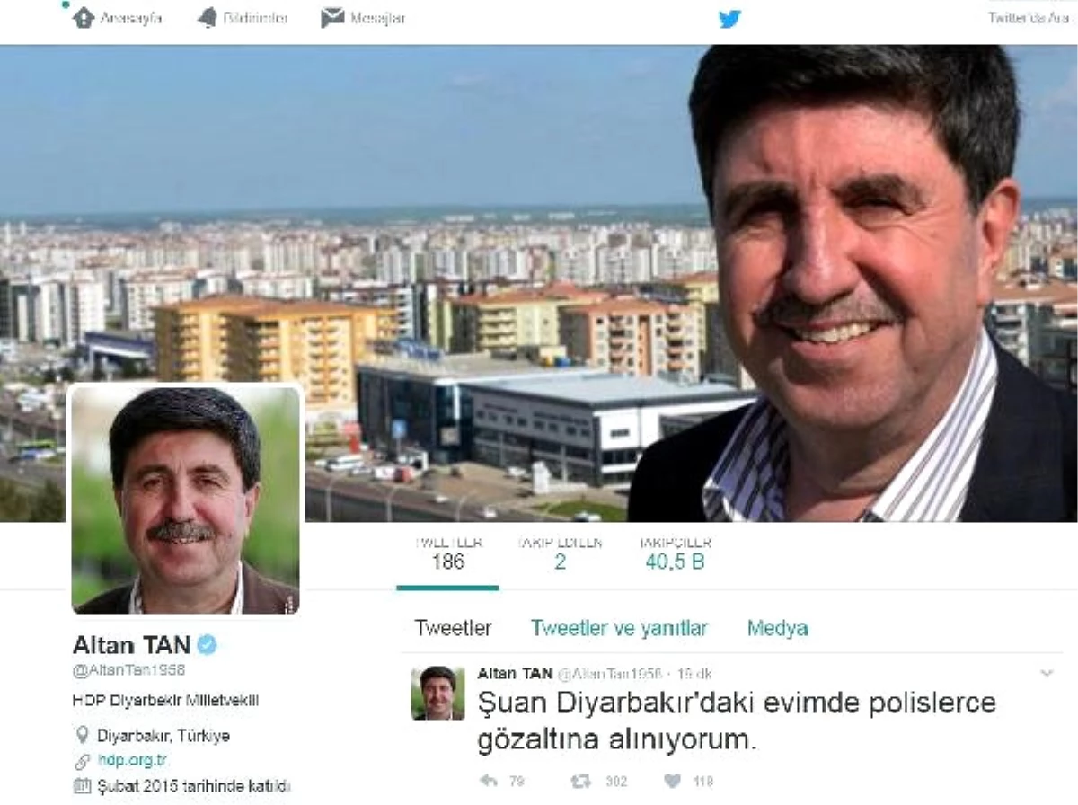 Hdp Diyarbakır Milletvekili Altan Tan, Evinde Gözaltına Alındı