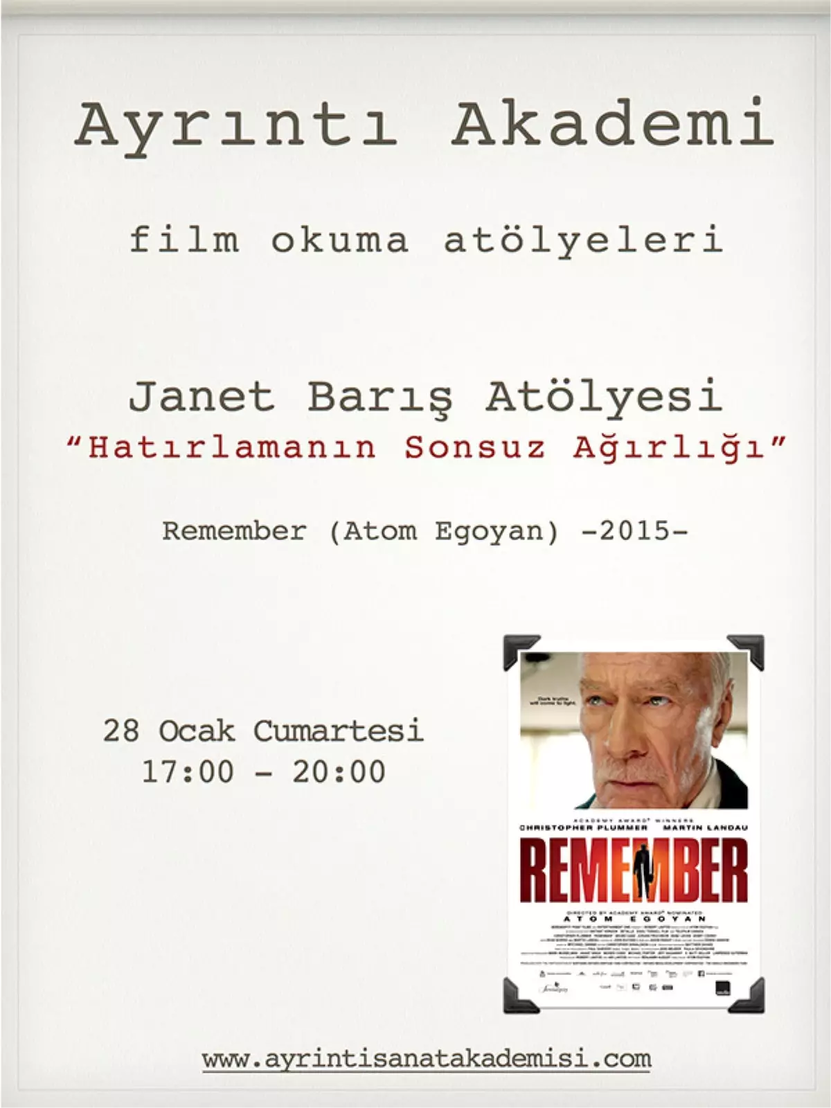 Janet Barış ile Film Okuma Atölyesi