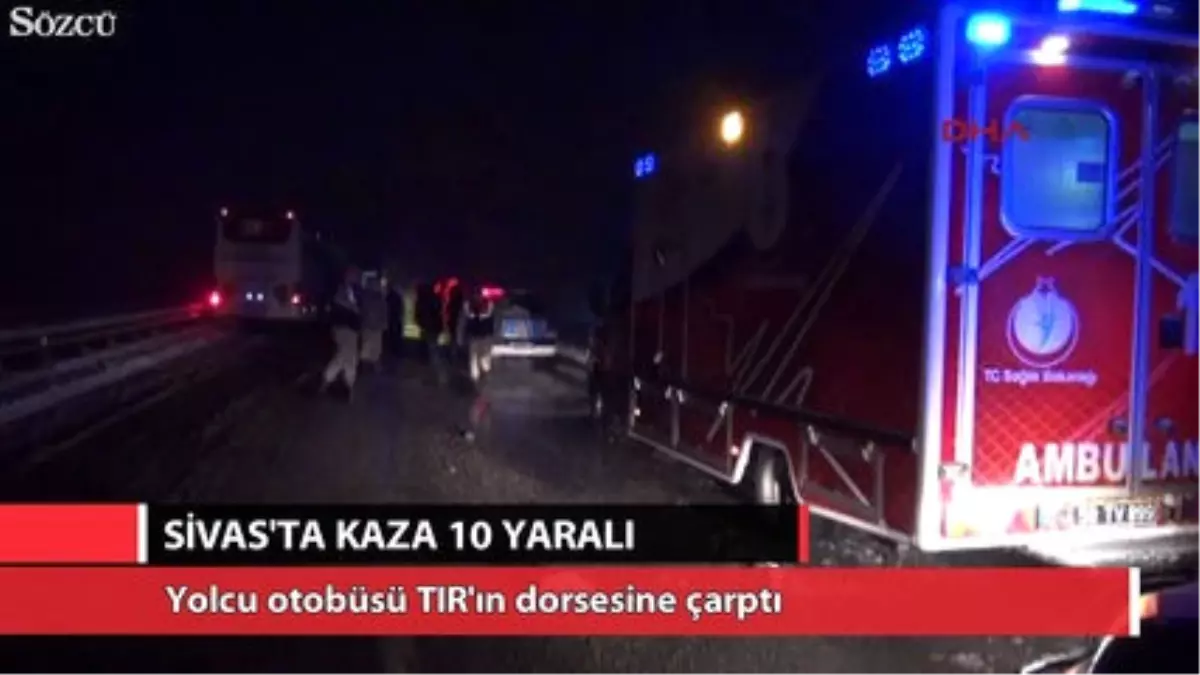 Yolcu Otobüsü Tır\'a Çarptı 10 Yaralı