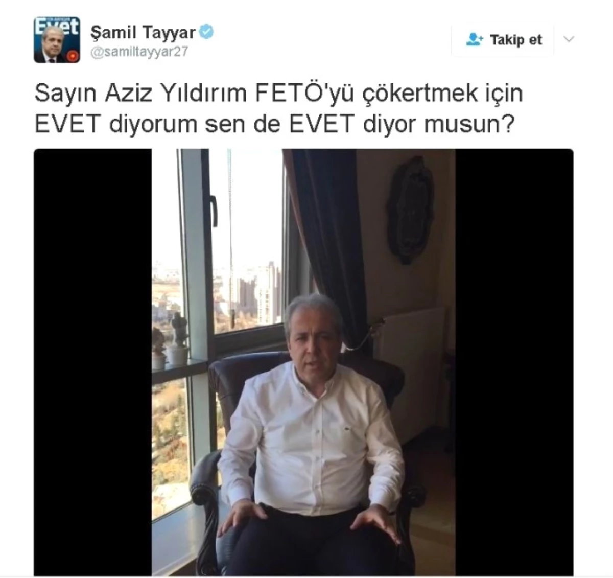 Ak Partili Tayyar\'dan Aziz Yıldırım\'a \'Evet\' Çağrısı