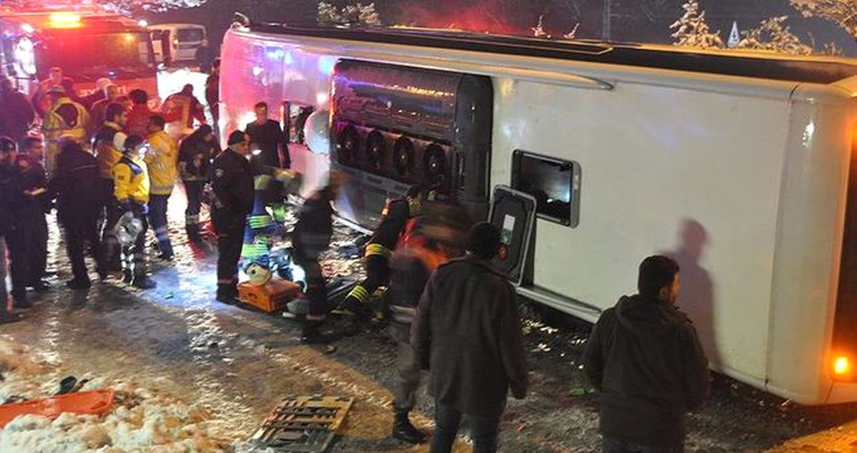 Otobüsün Devrilme Anı Güvenlik Kamerasına Yansıdı
