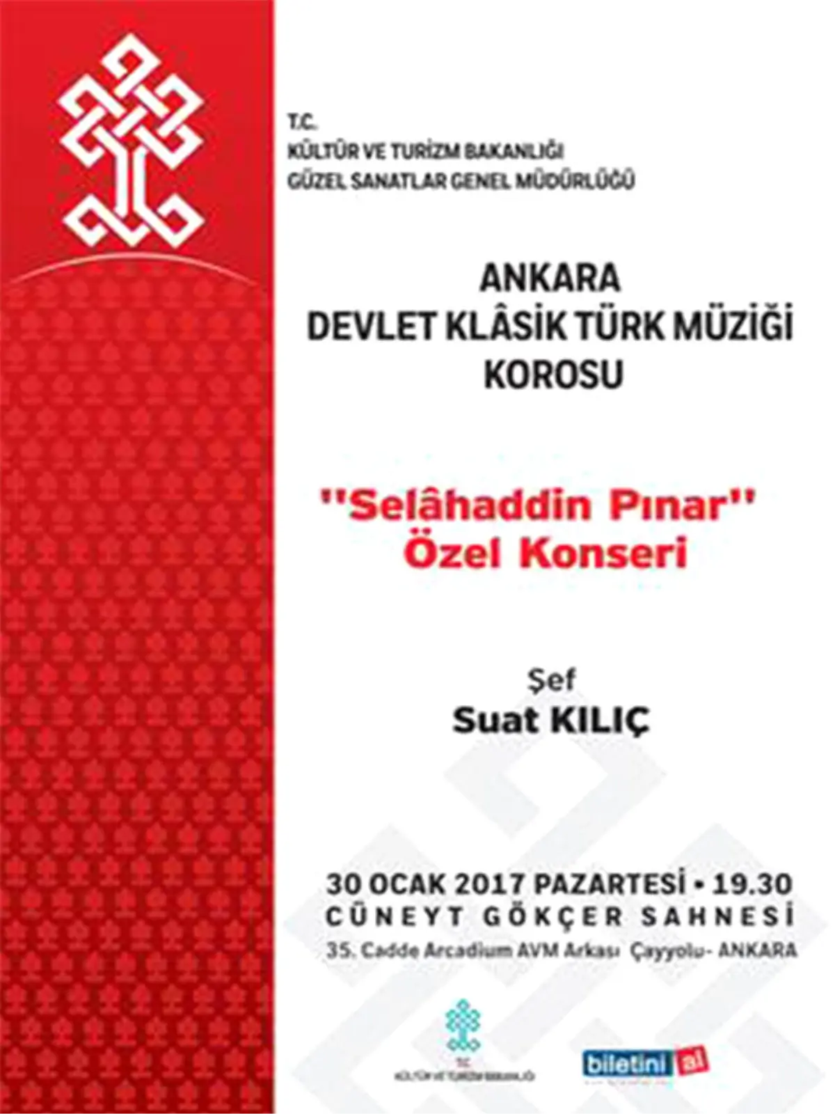 30 Ocak 2017 "Selâhattin Pınar" Özel Konseri Repertuarı