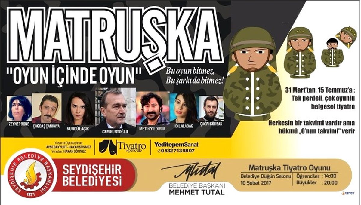 Matruşka Oyun İçinde Oyun" Seydişehir\'de Sahnelenecek