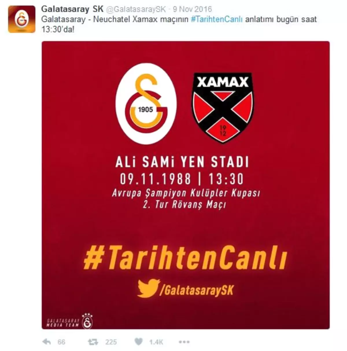 Galatasaray ile #TarihtenCanlı 4.4 milyon etkileşim aldı