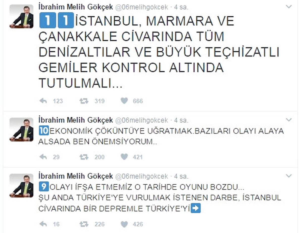Gökçek\'ten Çanakkale Depremi Açıklaması