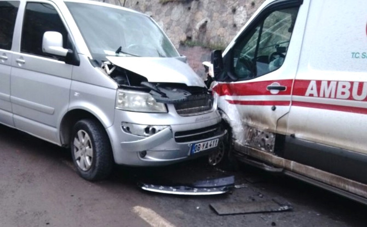 Artvin\'de Hasta Taşıyan Ambulans Kaza Yaptı: 2 Yaralı