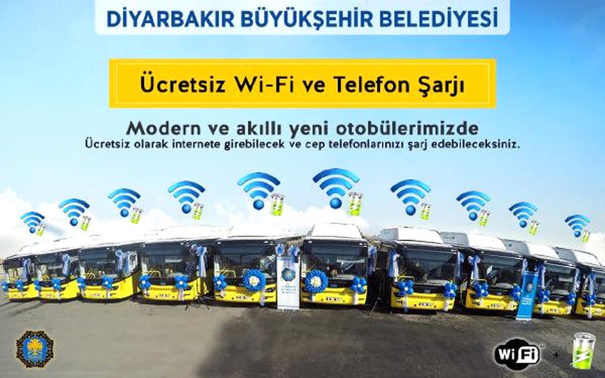 Diyarbakır\'daki Otobüslerde Ücretsiz İnternet Hizmeti