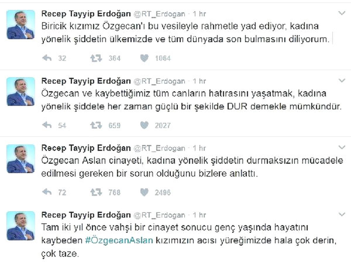Cumhurbaşkanı Erdoğan Özgecan\'ı Andı