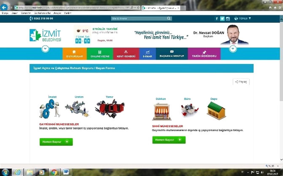 İzmit\'te İnternet Üzerinden Ruhsat Başvurusu Dönemi