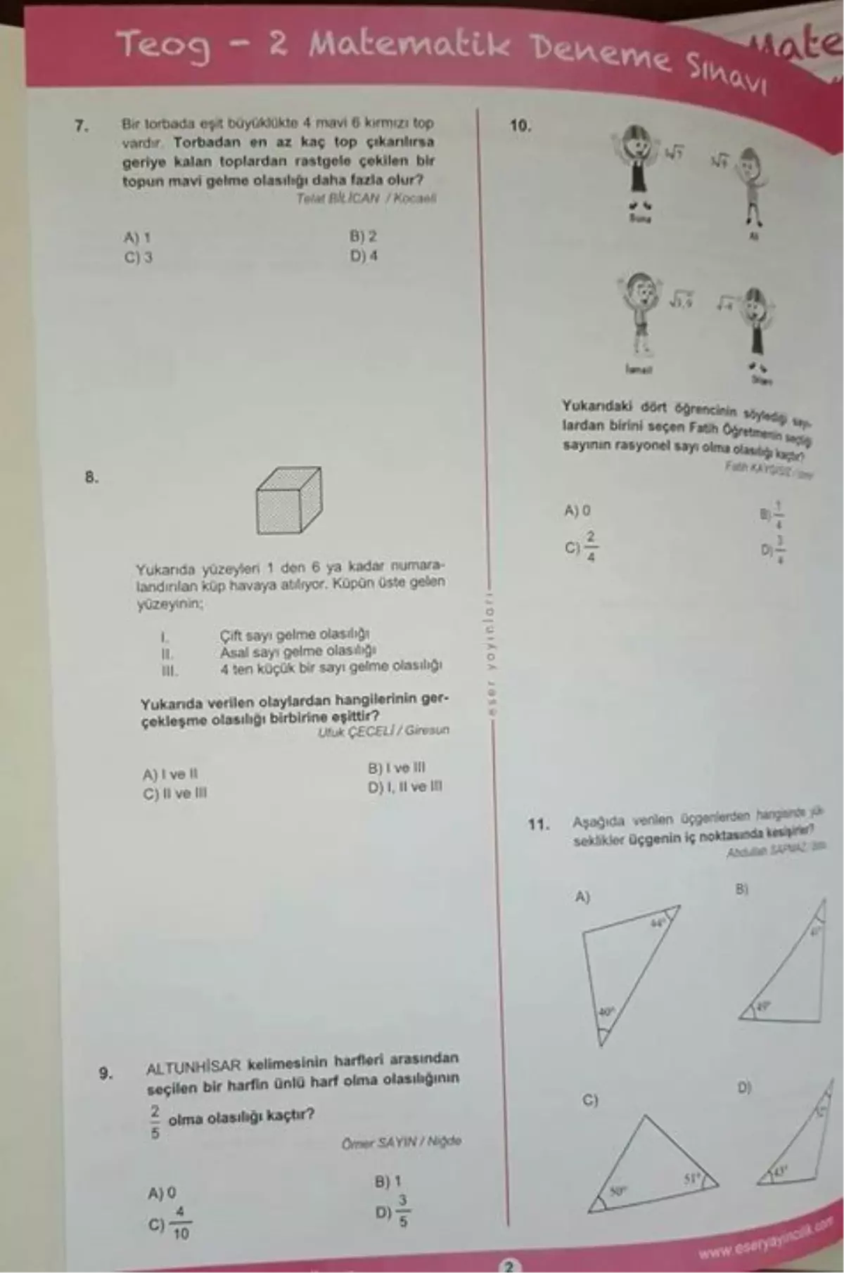 Teog Deneme Sınavında \'Altunhisar\' Sorusu Çıktı