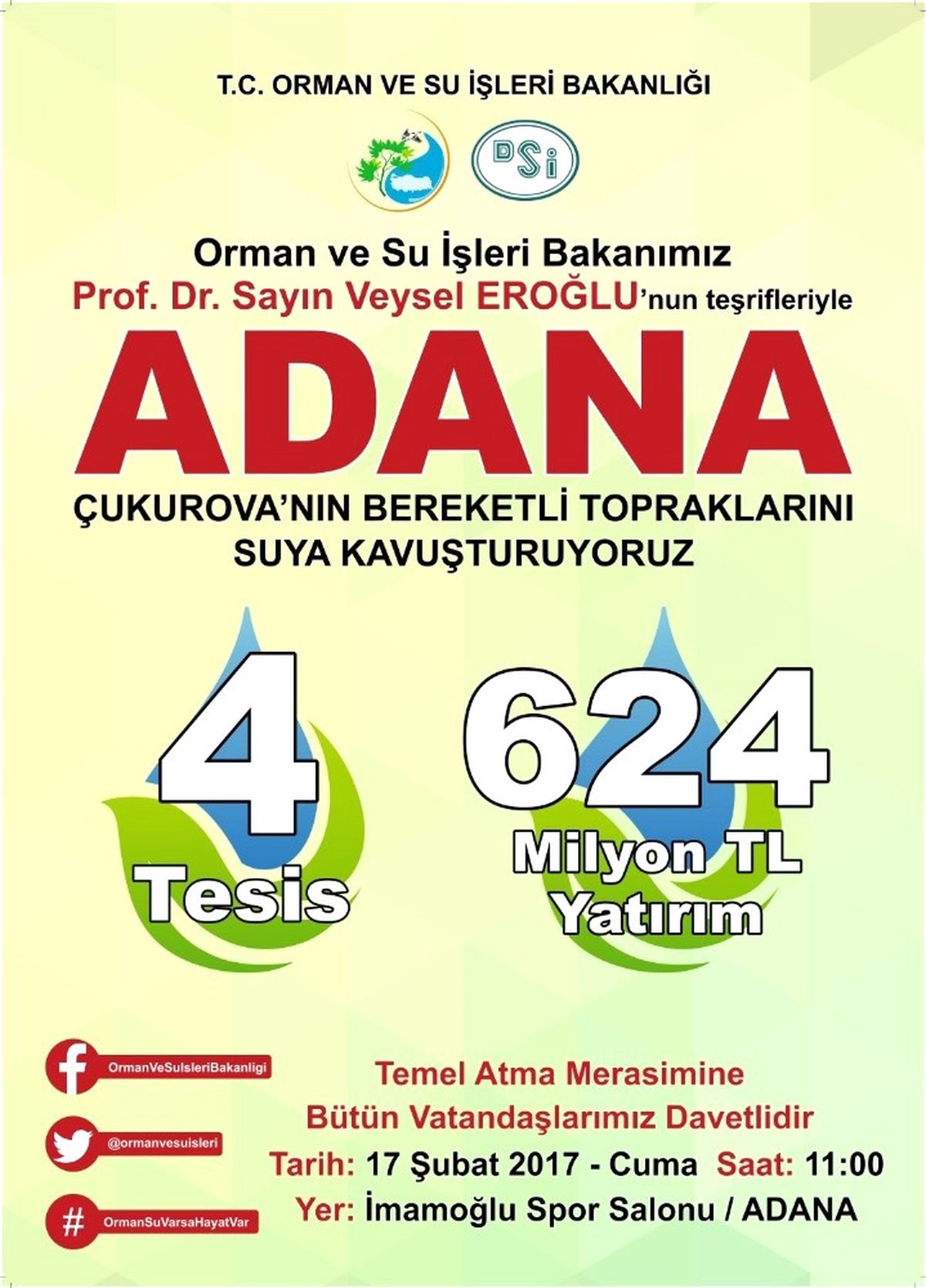 Bakan Eroğlu 13 Müjde ile Adana\'ya Gidiyor