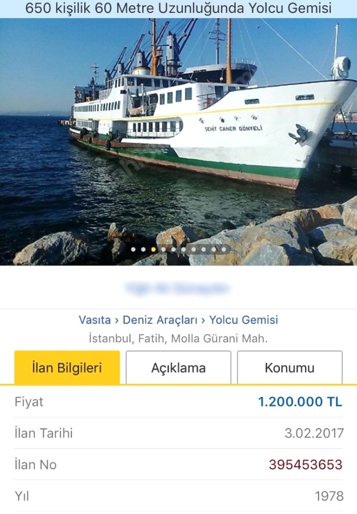 Yolcu Vapurunu İnternetten Satışa Çıkardılar