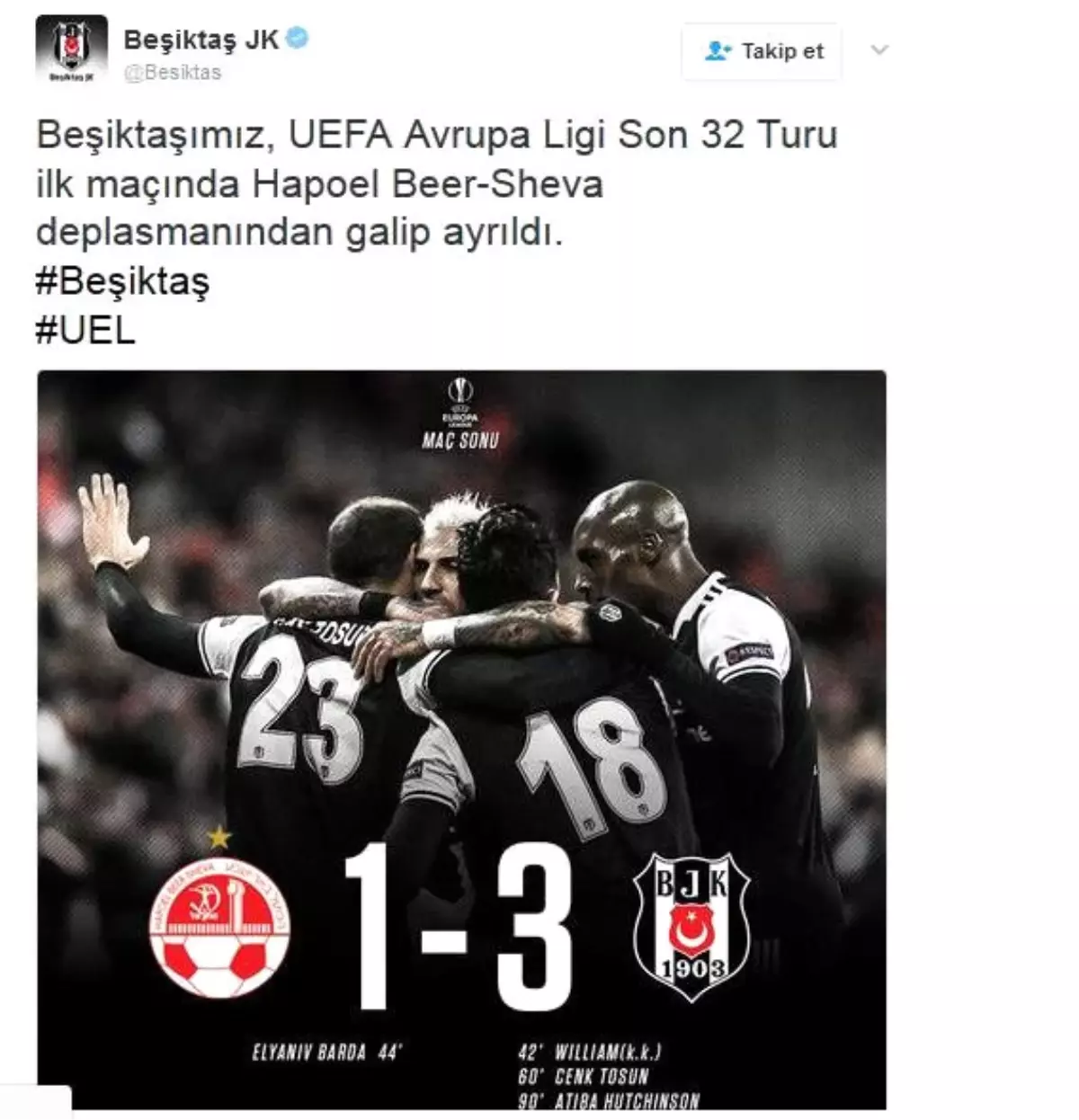 Beşiktaş\'ın galibiyeti Twitter\'da kutlandı