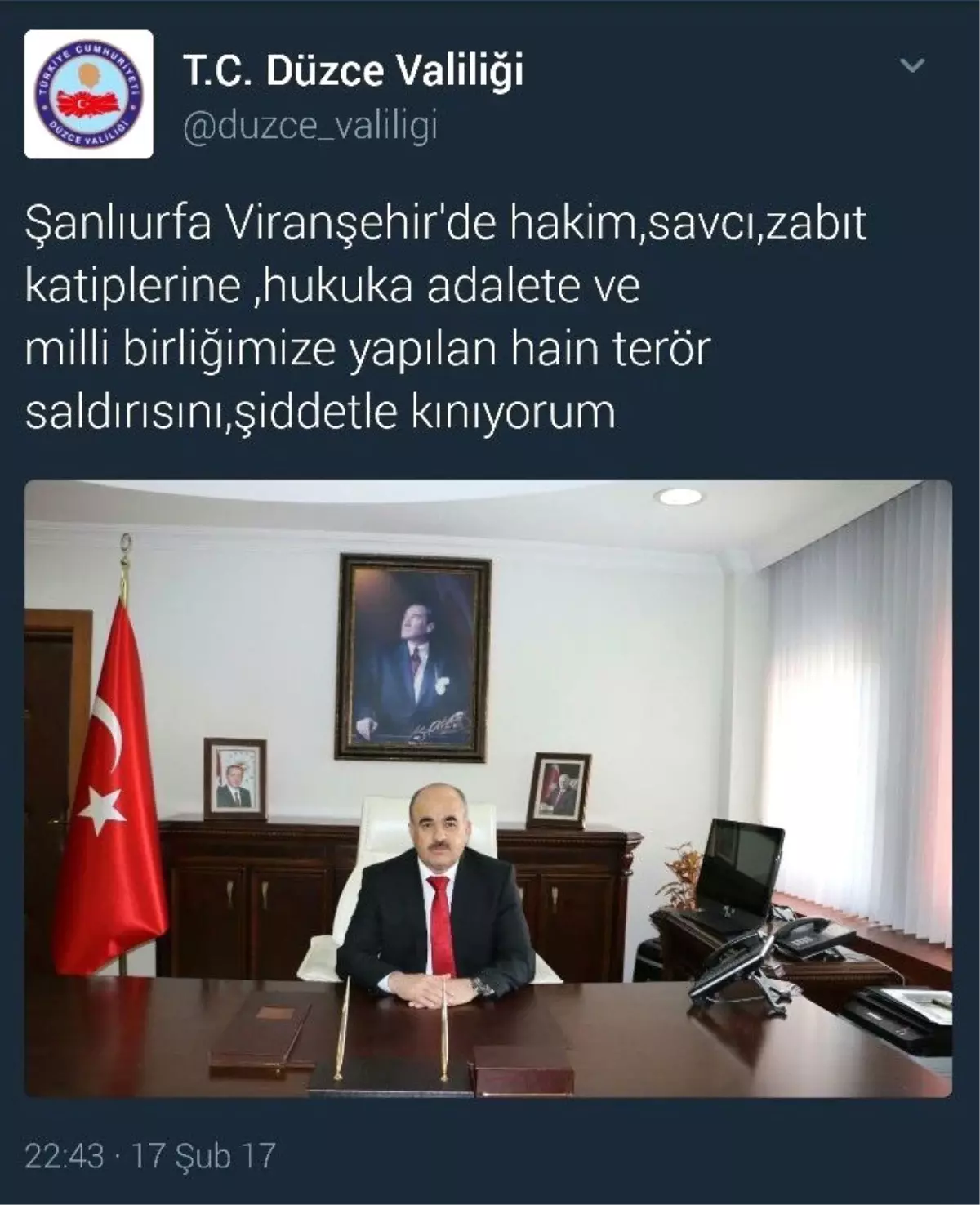 Vali Dağlı Viranşehir\'de Gerçekleştirilen Saldırıyı Kınadı