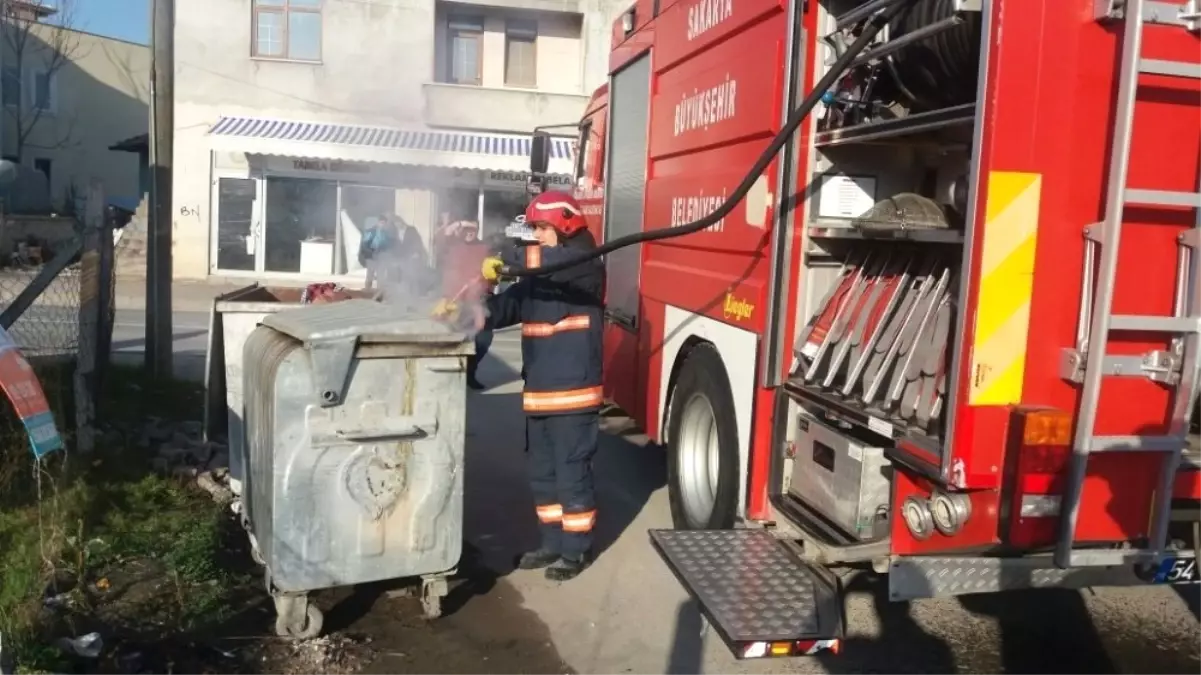 Çöp Bidonu Yangını İtfaiyeyi Harekete Geçirdi