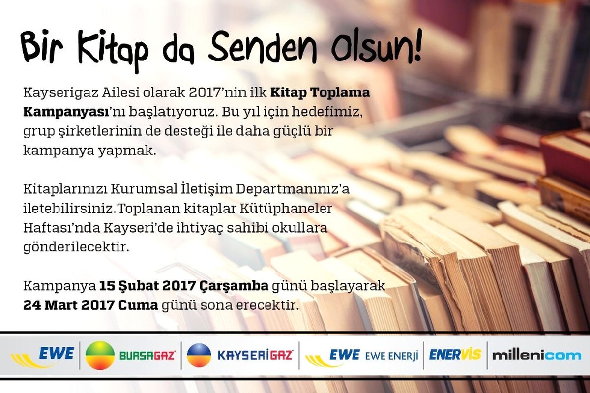 Kayserigaz Kayseri\'de İhtiyaç Sahibi Okula Hediye Etmek Üzere "Kitap Toplama Kampanyası" Başlattı