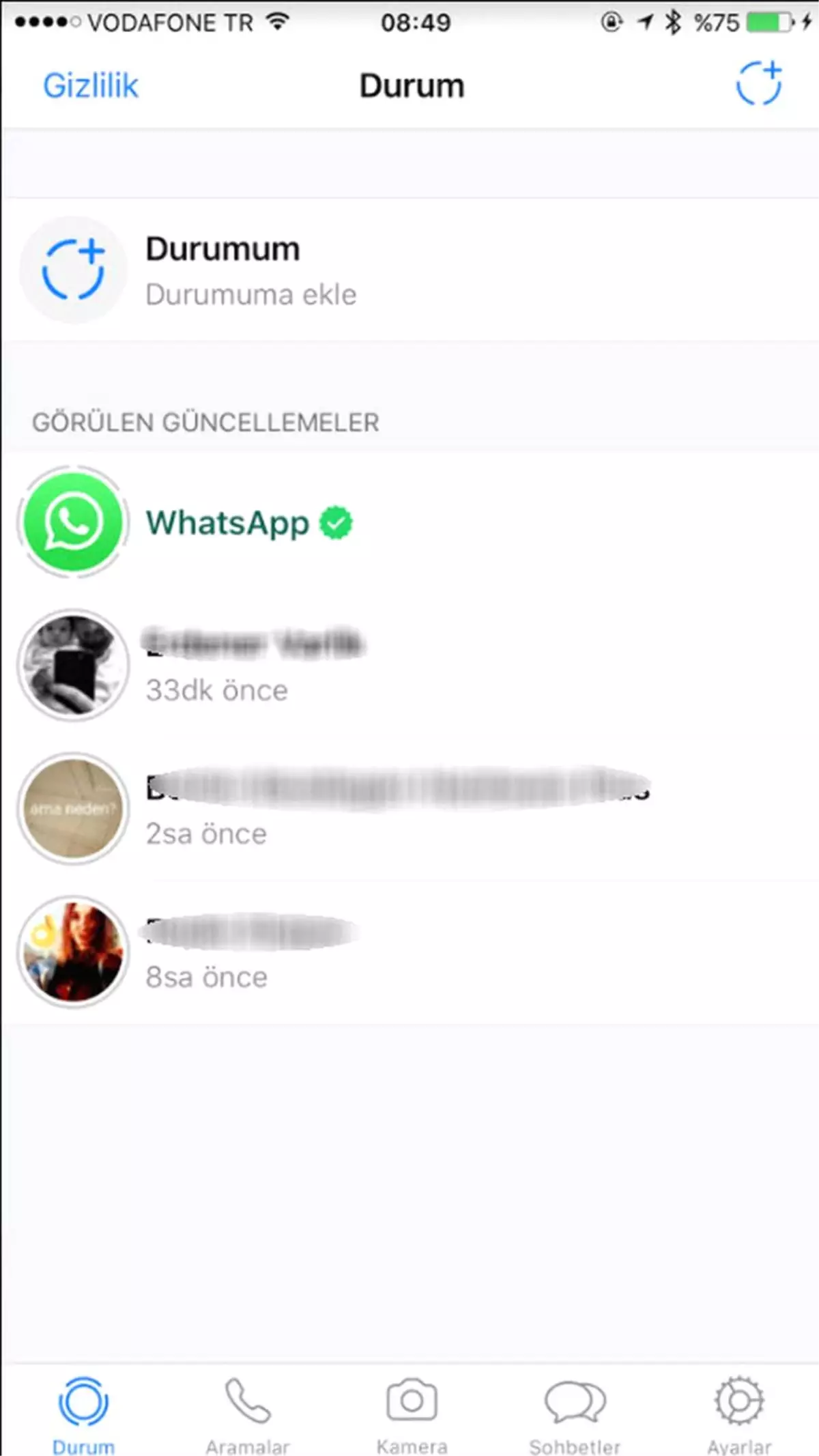 Whatsapp Durum\'um İsyaaanlarda, Bir Çok Kullanıcı İsyanlarda!