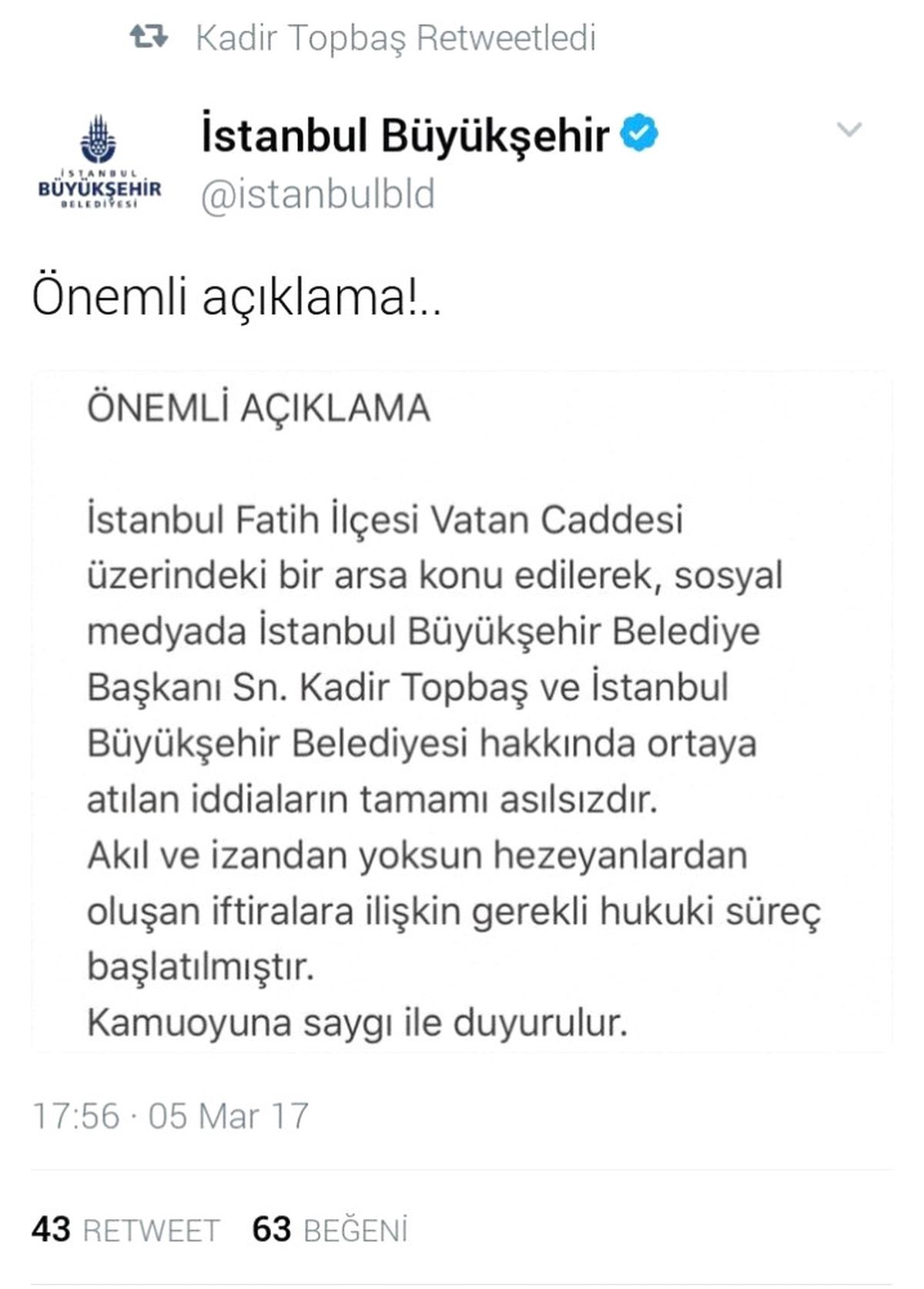 İbb\'den Vatan Caddesi\'ndeki Arsa Alımı İddialarına Açıklama