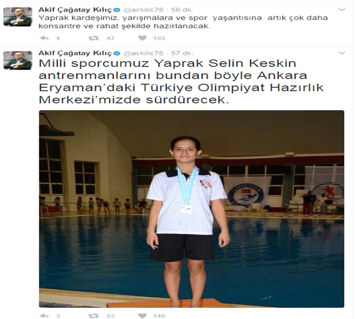 Genç Sporcu Selin Keskin\'e Müjde