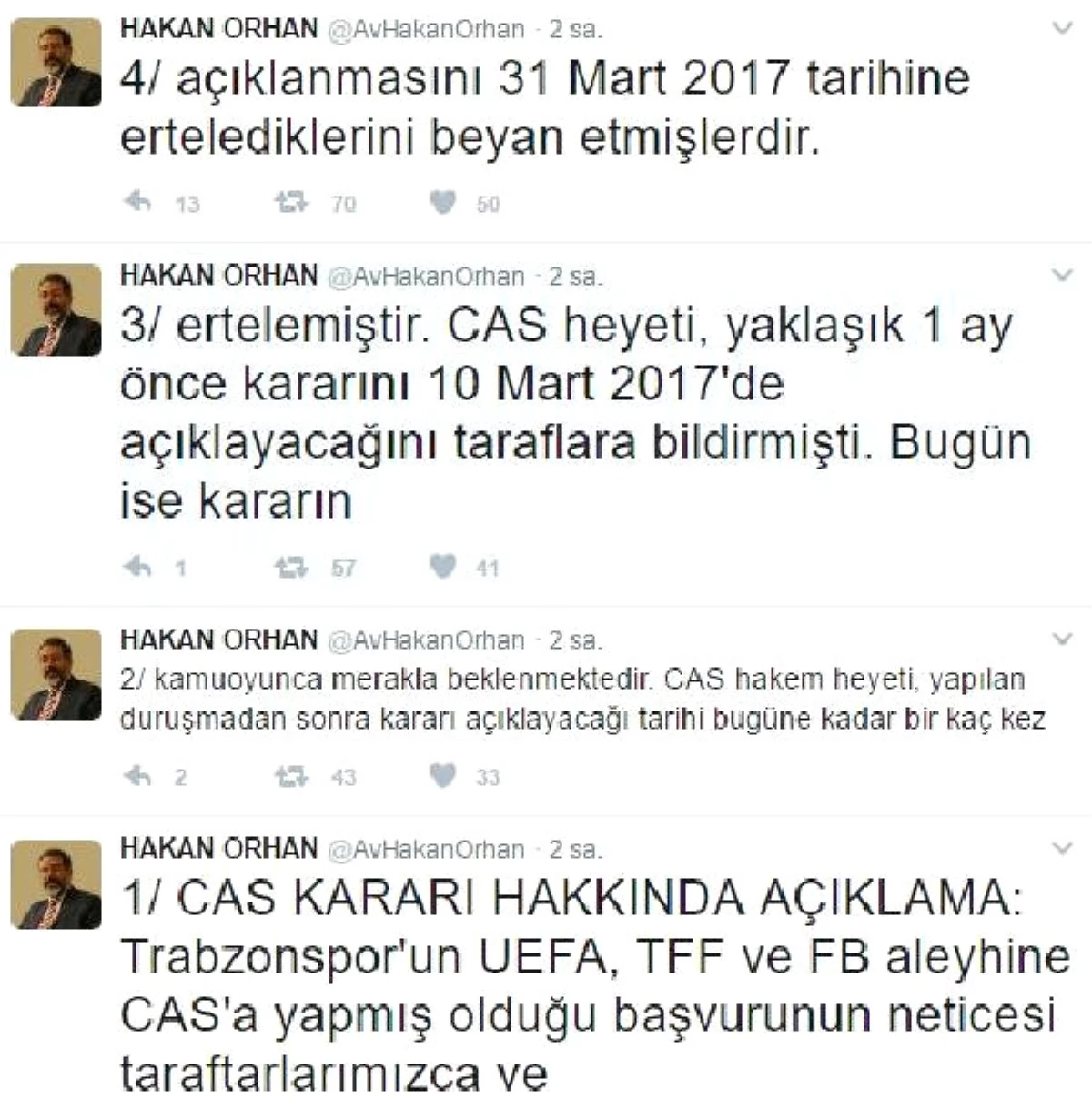 Cas, Trabzonspor\'un Açtığı Davanın Kararının Açıklanmasını Erteledi
