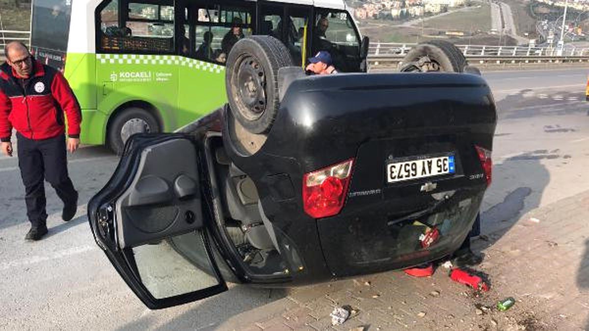 Otomobil Takla Attı, Hamile Eşini Sakinleştirdi