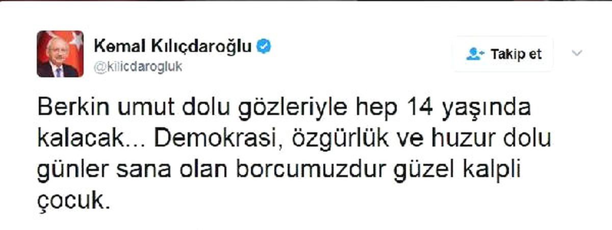 Kılıçdaroğlu\'ndan Berken Elvan Mesajı