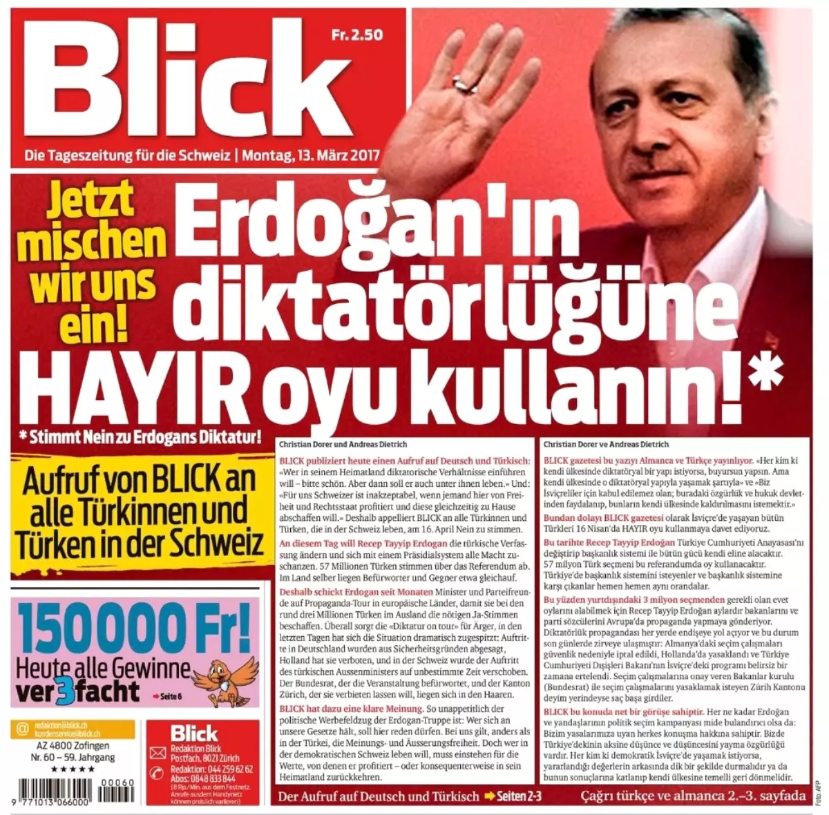 İsviçre Blick Gazetesi Haddini Aştı