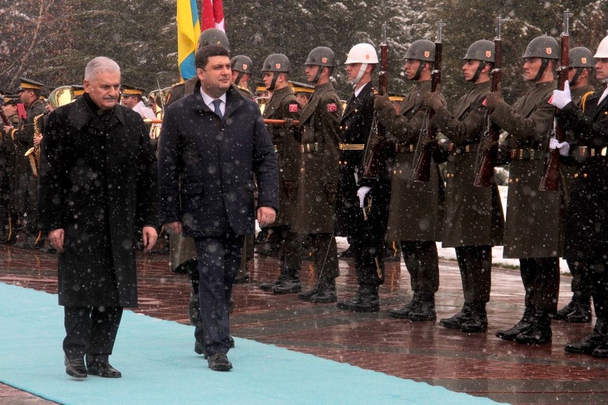 Başbakan Yıldırım, Ukrayna Başbakanı Groysman\'ı Resmi Törenle Karşıladı