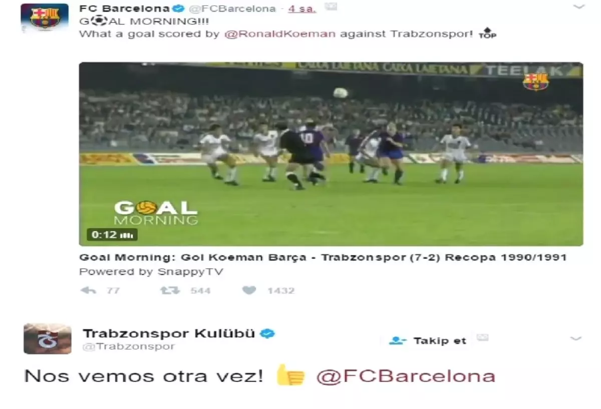 Trabzonspor\'dan Barcelona\'ya Cevap