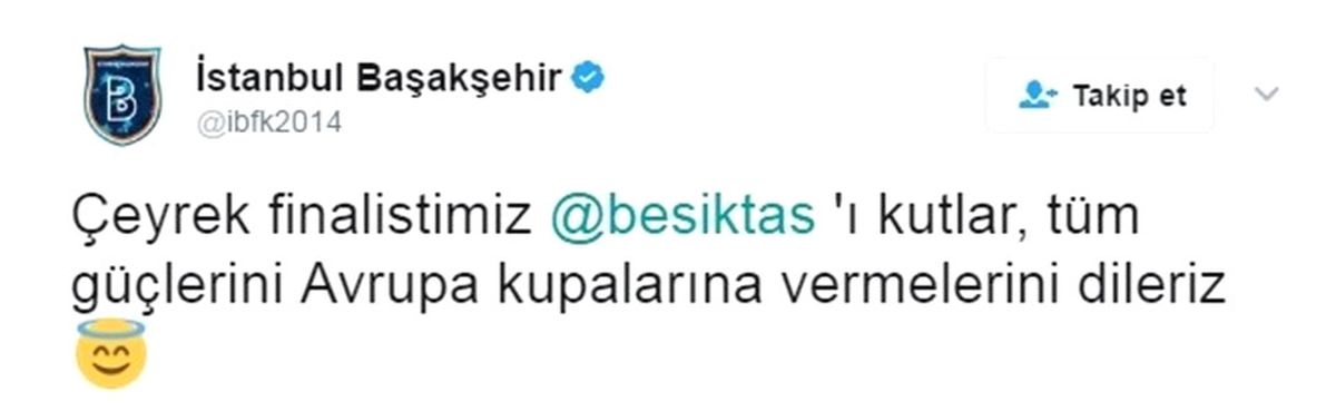 Başakşehir\'den Beşiktaş\'a Esprili Tebrik