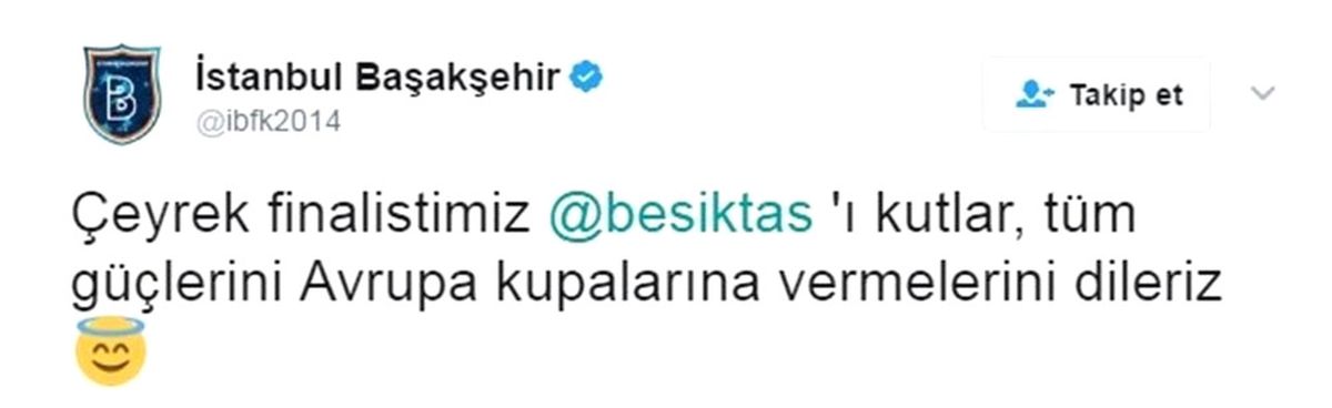 Başakşehir\'den Beşiktaş\'a Esprili Tebrik