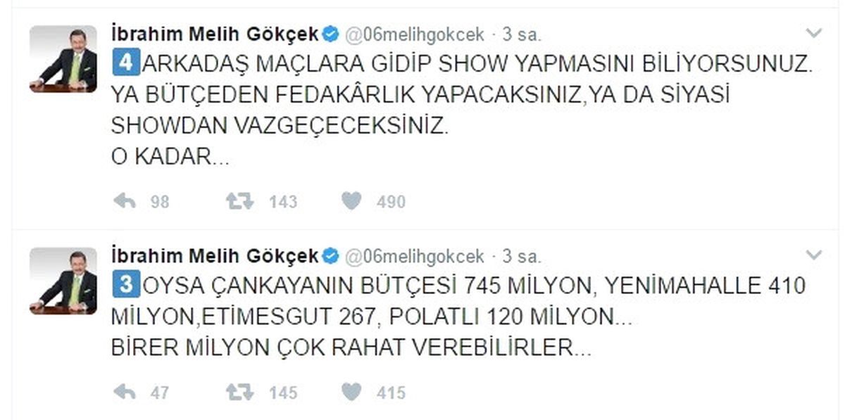 Gökçek\'in \'Ankaragücü\'ne Yardım\' Önerisi