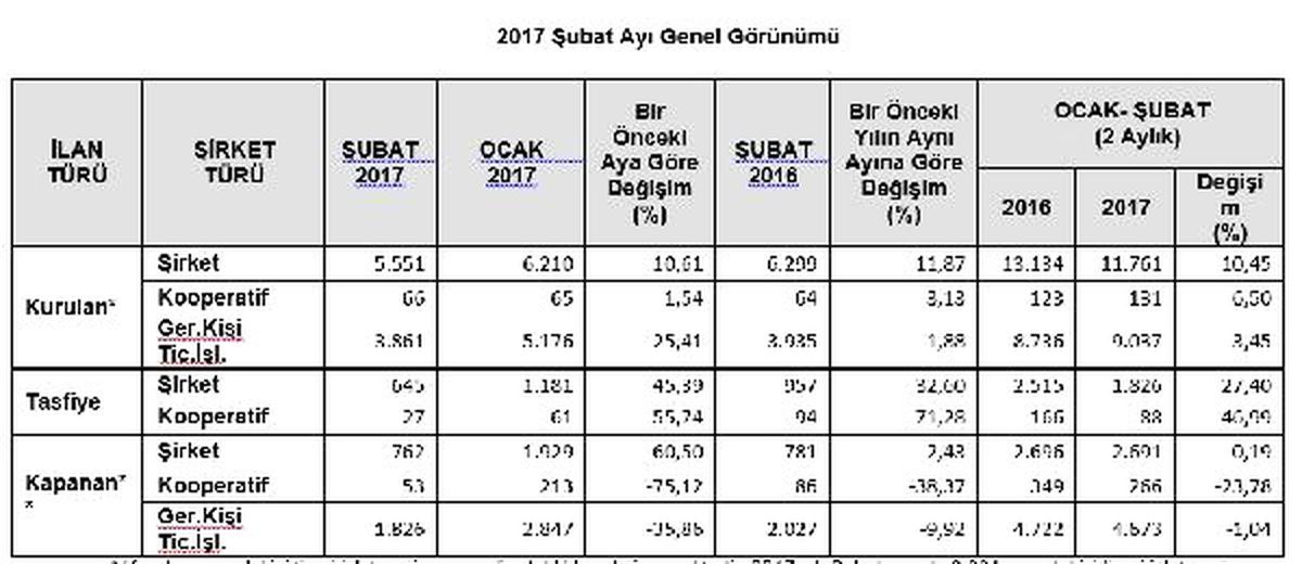 Yeni Şirket Kuruluşları Şubat Ayında Azaldı