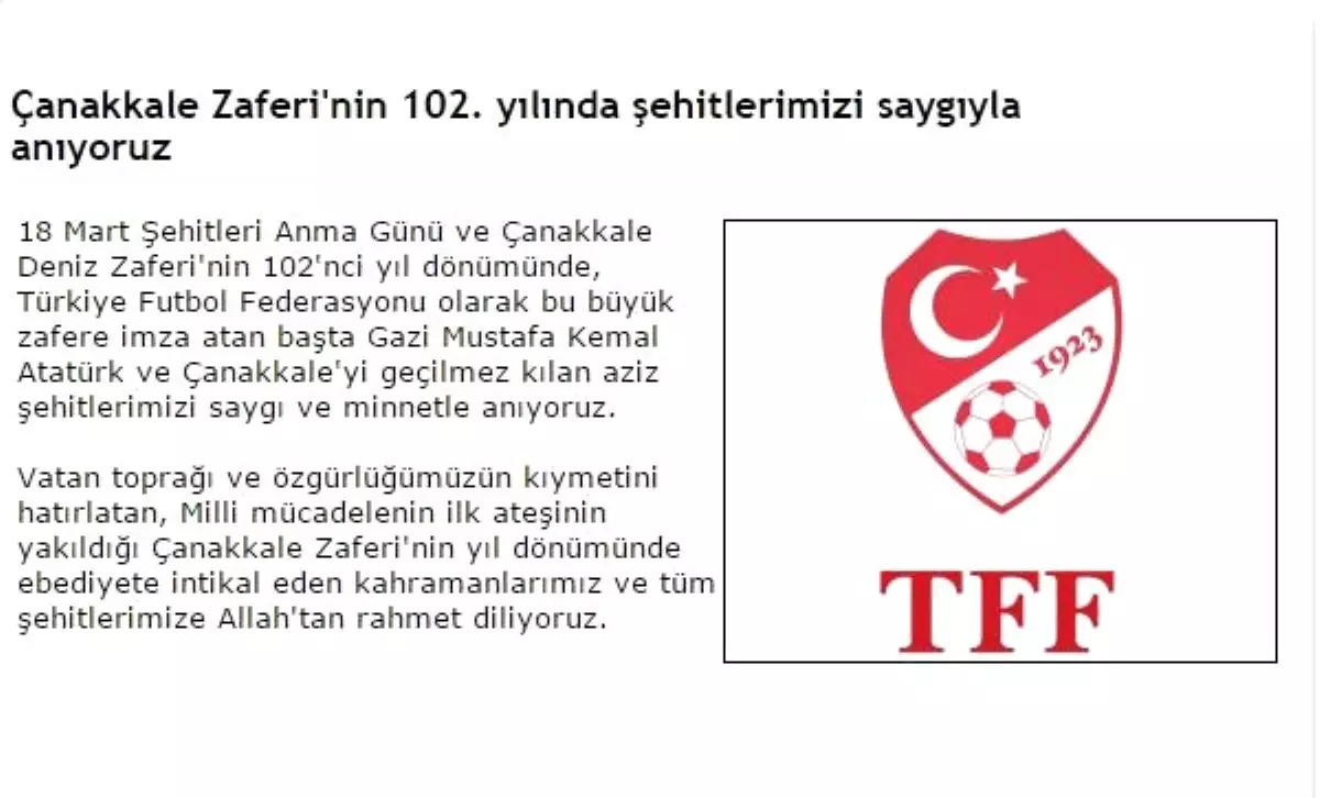 Spor Camiasından Çanakkale Zaferi Paylaşımları