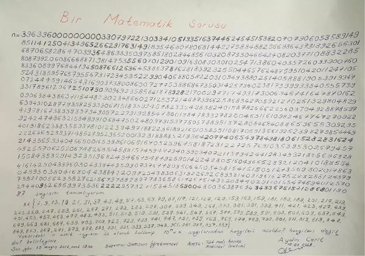 Hazırladığı Matematik Sorusunu İlk Çözene Tüm Mal Varlığını Verecek