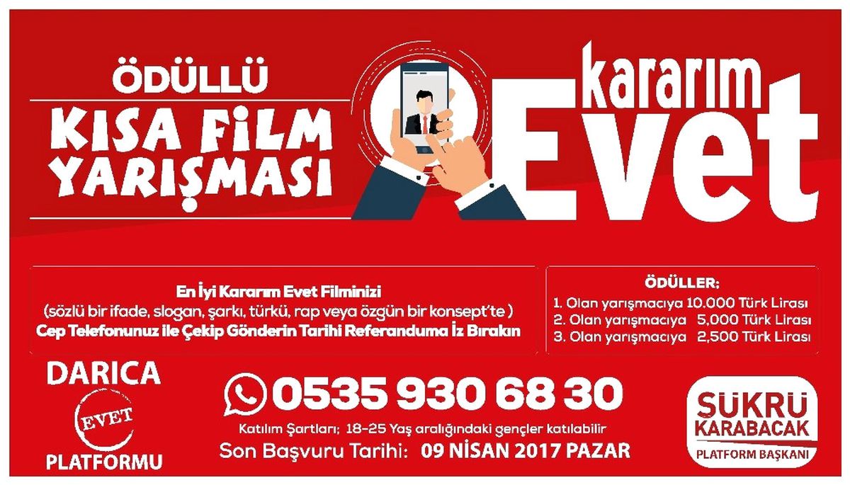 Darıca\'da \'Kararım Evet\' İsimli Kısa Film Yarışması\'na Yoğun İlgi