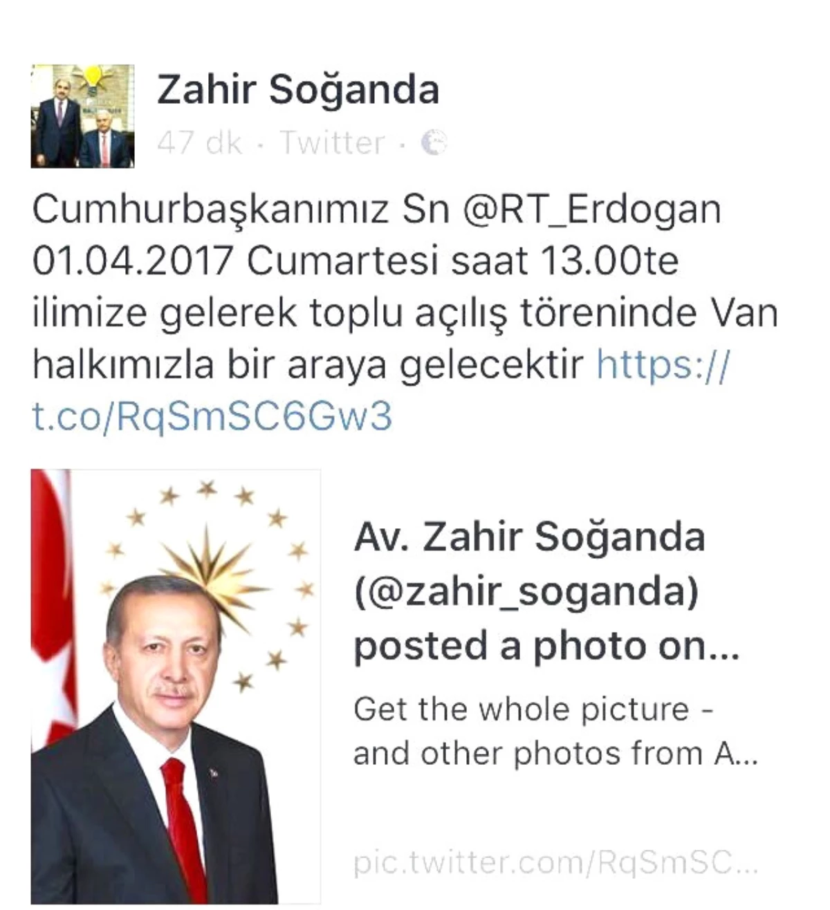 Erdoğan ve Yıldırım 1 Nisan\'da Van\'a Geliyor