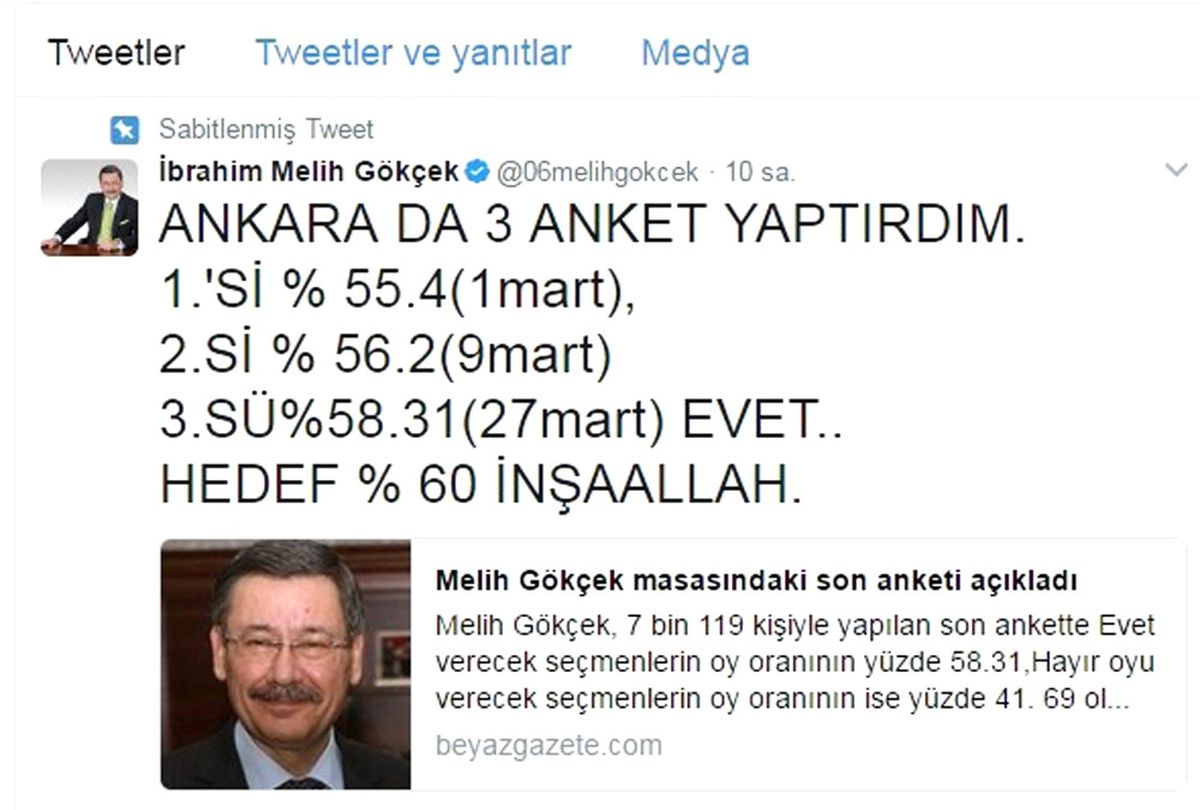 Gökçek Açıkladı: Ankara\'da Evet Oyları...