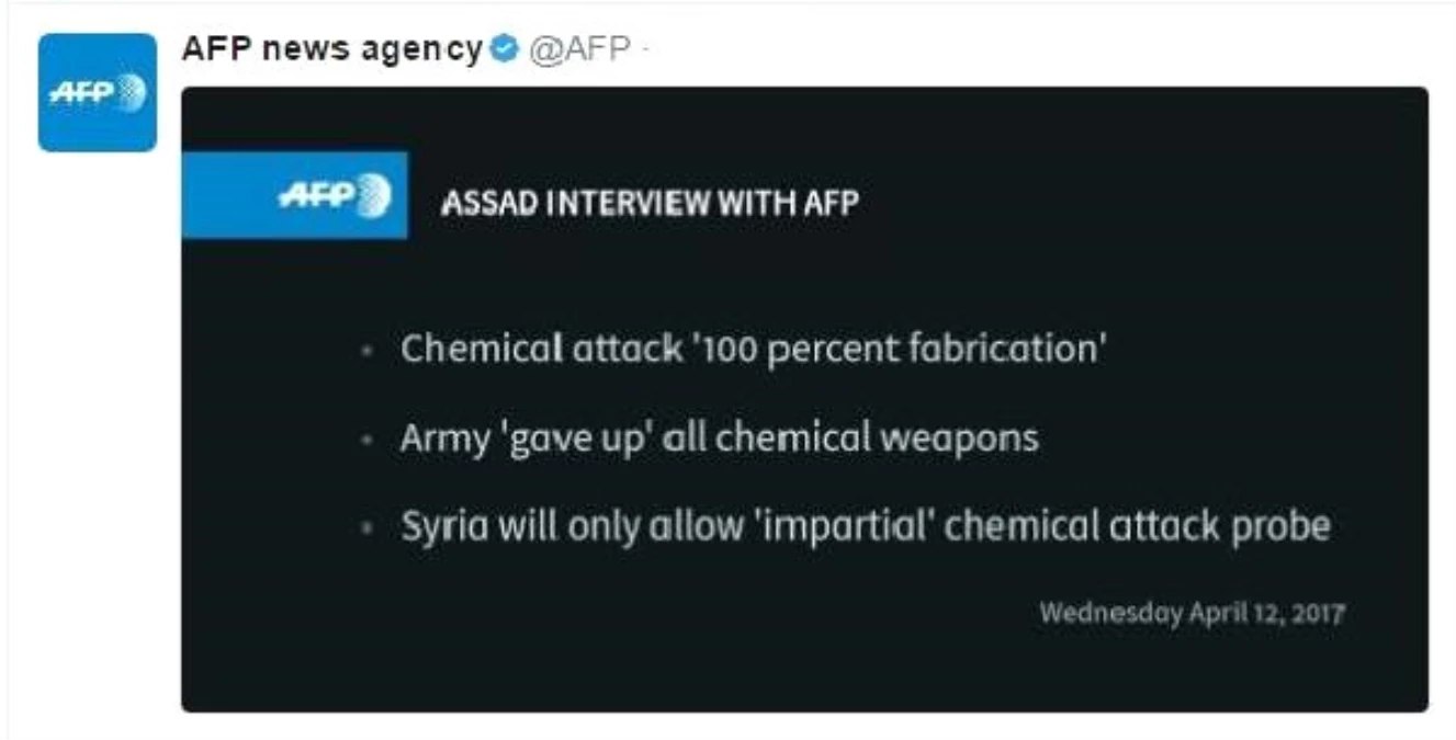 Esad: Kimyasal Saldırı "Yüzde 100 Uydurma"