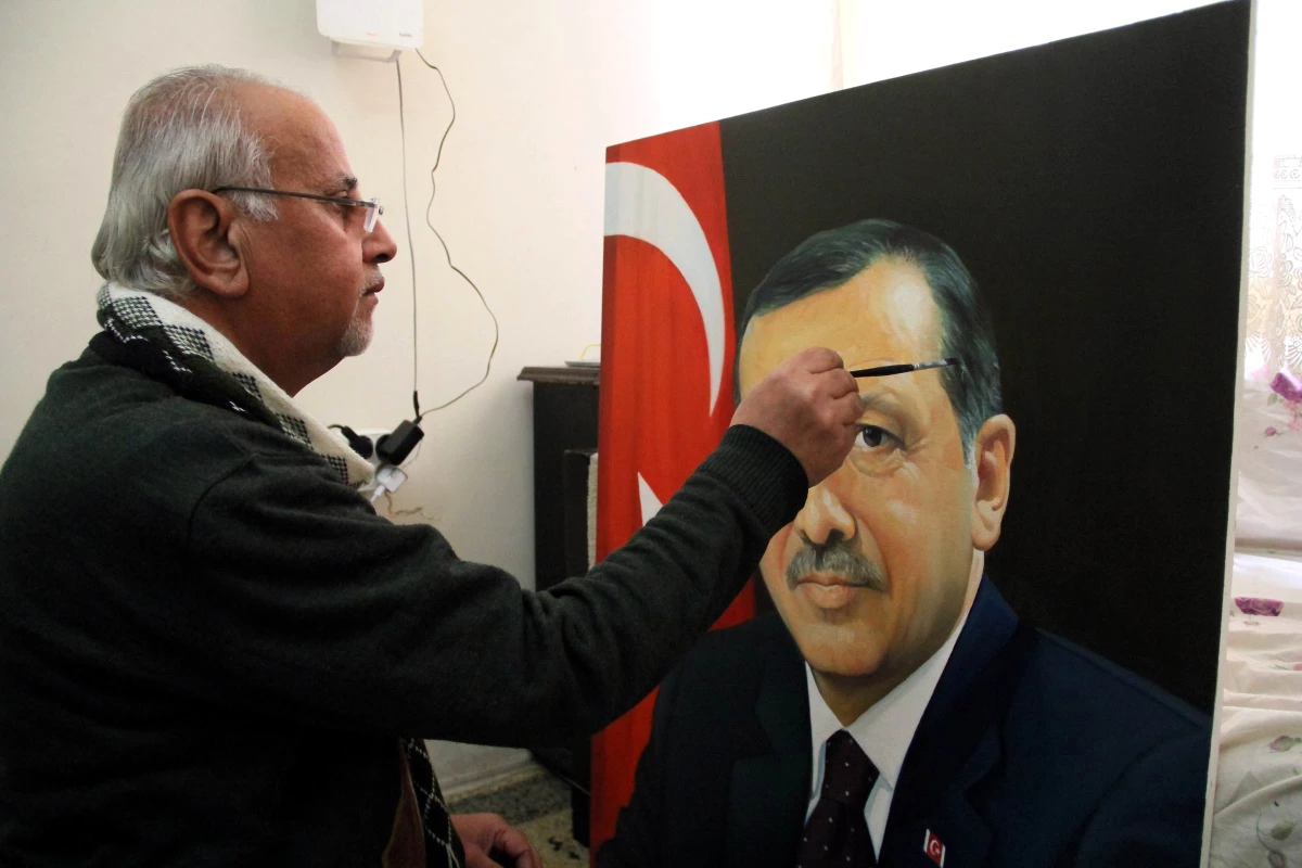 Eskiden Saddam\'ı Çizen Iraklı Ressam, Erdoğan\'ın Portresini Yaptı