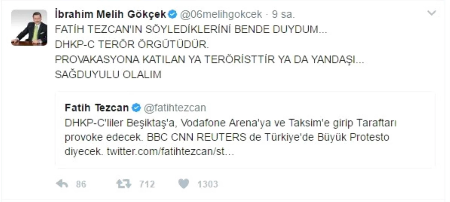 Başkan Gökçek, Beşiktaş Maçında Provokasyon İçin Uyardı